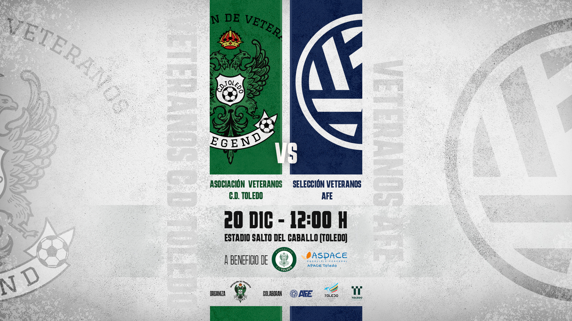 La Selección Veteranos AFE y Veteranos C.D. Toledo se citan en el Salto del Caballo para disputar un partido solidario